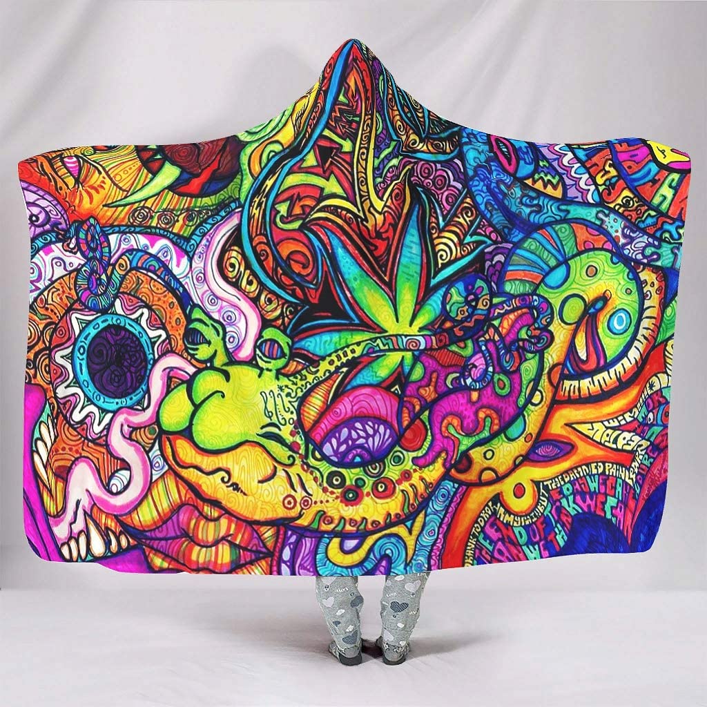 Sherpa Hoodie Fleece - Trừu Tượng Sáng Trippy Rainbow Mũ