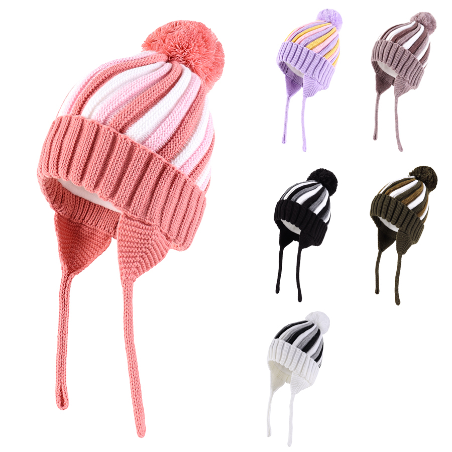 Knit Beanie Hat Warm - Cute Pom Pom Babys Winter Hat